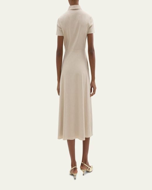 Theory Good Linen Short-Sleeve Button-Front Midi Shirt Dress in Natural | Lyst Theory Good Linen Short-Sleeve Button-Front Midi Shirt Dress in Natural | Lyst