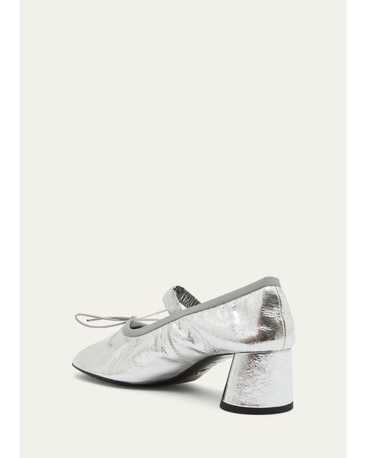 Proenza Schouler White Glove Metallic Mary Jane Ballerina Pumps