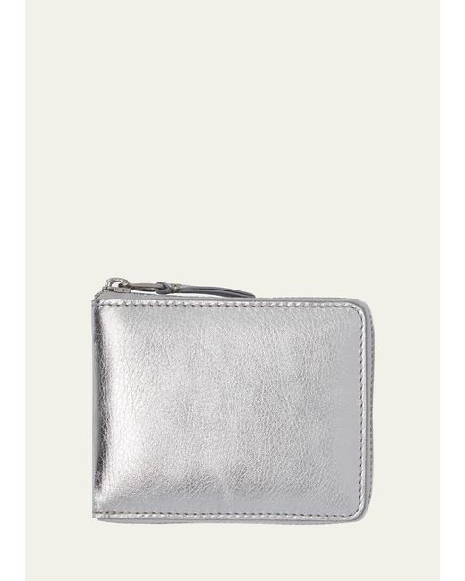 Comme des Garçons Gray Metallic Leather Zip Wallet for men