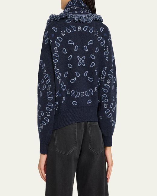 Alanui Blue Bandana Jacquard Cardi-Bomber