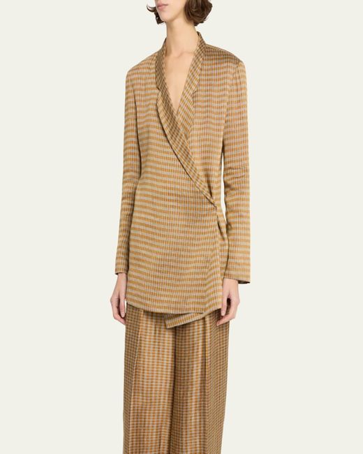 The Row Natural Jeremiah Check Wrap Jacket