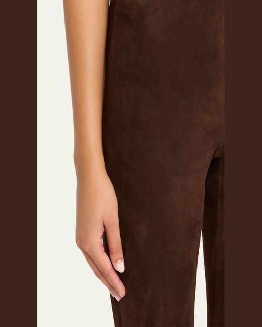 Vince Brown Suede Split-Hem Cropped Pant