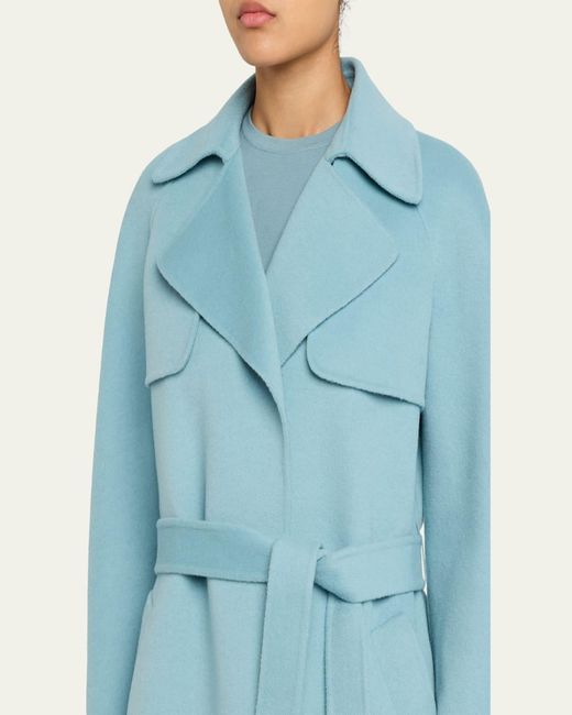 Michael Kors Blue Wrap-Front Plush Wool Coat