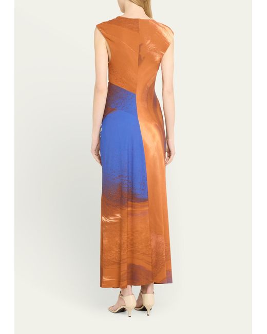 Jonathan Simkhai Blue Acacia Marble-print Sleeveless Midi Dress