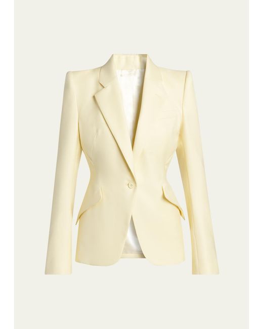 McQueen Natural Single-Breasted Crepe Slim Jacket