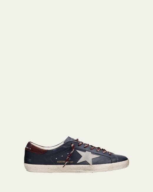 Golden Goose Men's White Super-Star Leather Low-Top Sneakers