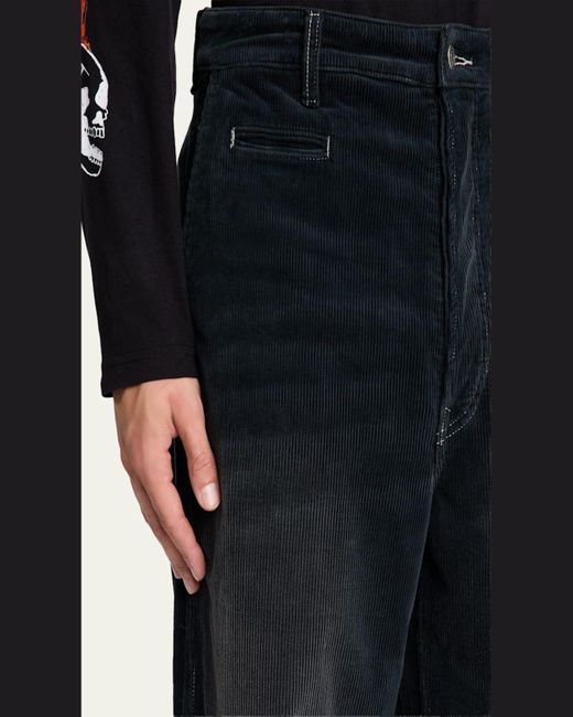 Cout de la Liberte Blue Faded Corduroy Crystal Sketch Five-Pocket Pants for men
