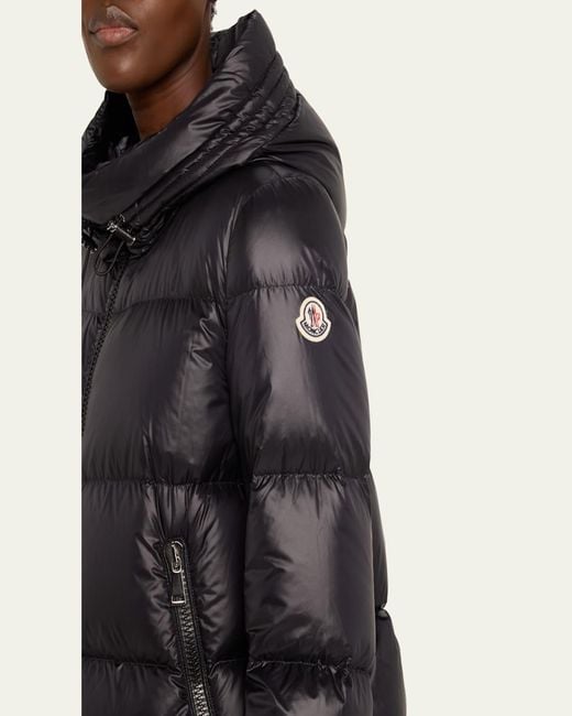 Moncler Black Seritte A-Line Short Down Jacket