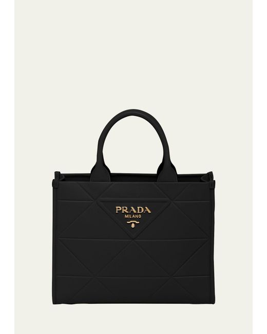 Prada Black Small Triangle-embossed Shopper Tote Bag