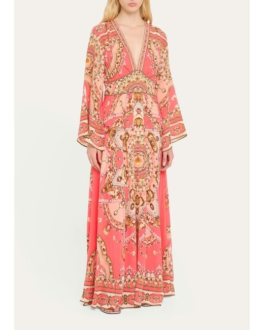 Camilla Pink Shell Games Kimono-sleeve Maxi Dress Coverup