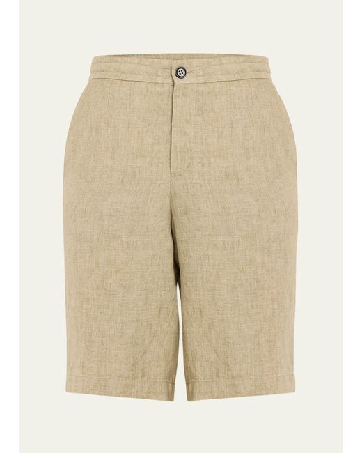 Zegna Natural Delave Linen Drawstring Shorts for men