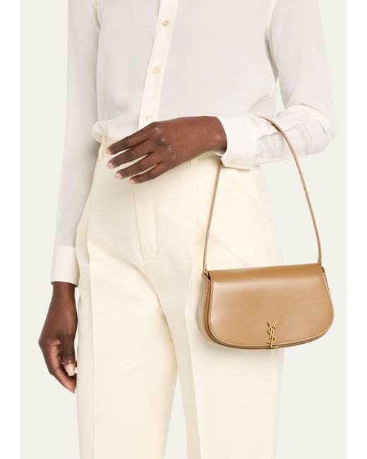 Saint Laurent Natural Mini Ysl Flap Leather Shoulder Bag