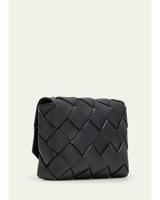 Bottega Veneta Black Small Intreccio Leather Crossbody Bag for men