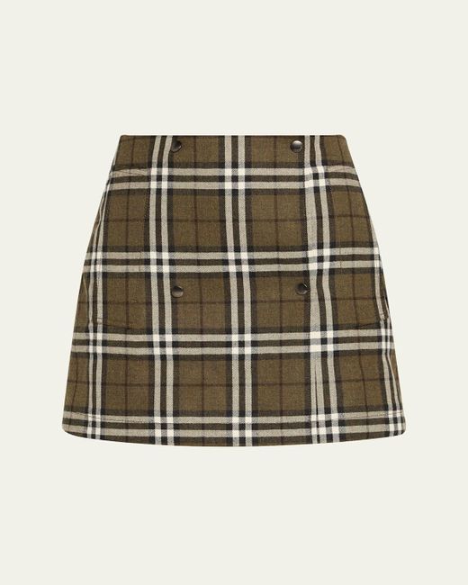 Burberry Multicolor Check Double-Breasted Mini Skirt