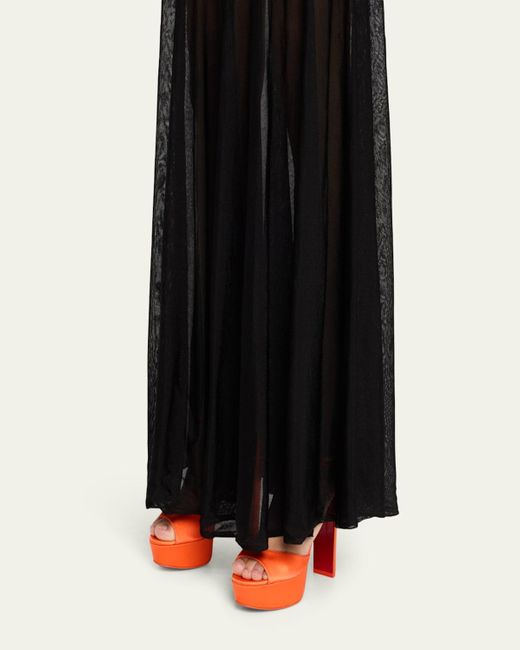 Christian Louboutin Pink 130Mm Sandaloo Silk Ankle-Strap Platform Sandals