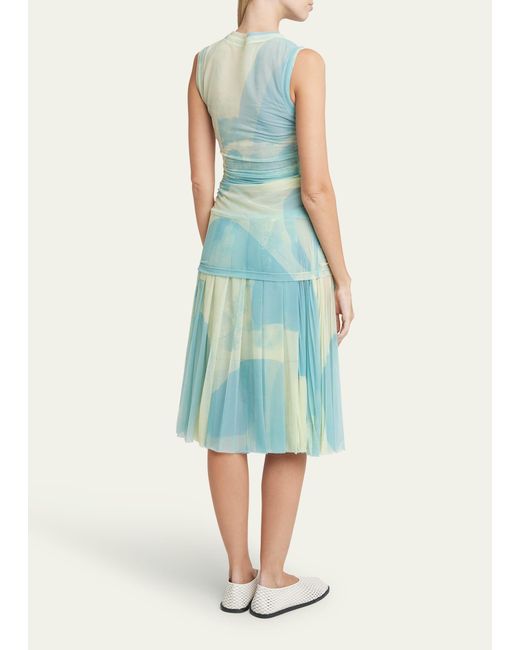 Proenza Schouler Blue Zoe Printed Jersey Pleated Dress