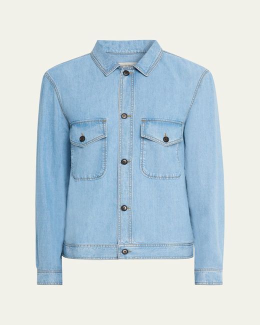 Officine Generale Blue Hany Washed Lyocell Button-Down Workshirt for men