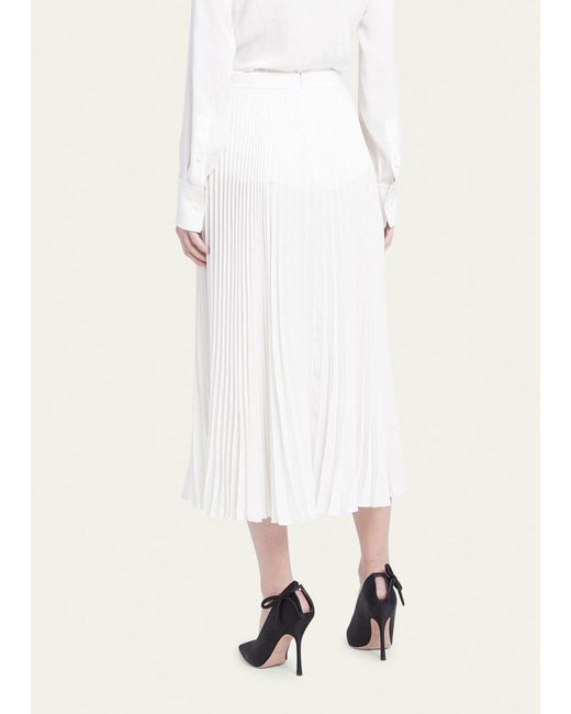 Valentino Garavani White Iconographe Silk Pleated Midi Skirt