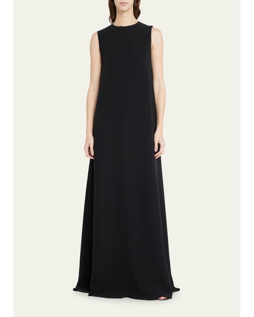 The Row Calanthe Wool Gown With Cape Back in Black | Lyst