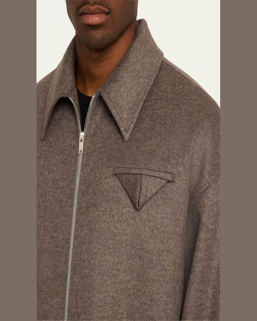 Bottega Veneta Brown Melange Wool-Cashmere Blouson Jacket for men