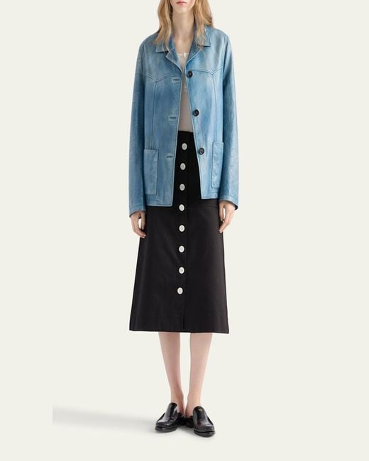 Prada Blue Napa Leather Jacket