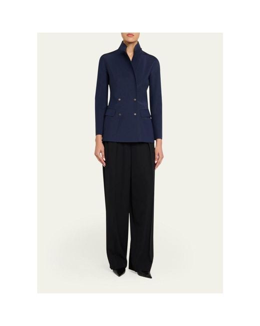 Giorgio Armani Blue Structured Scuba Double-Breasted Jackets