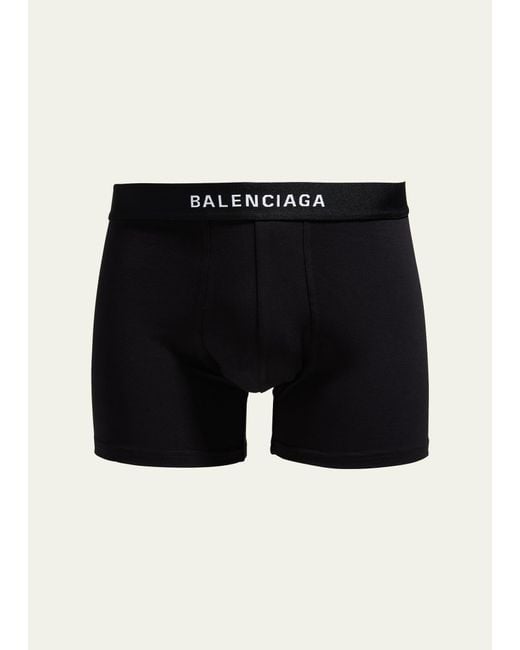 Balenciaga Black Cotton-stretch Logo Boxer Briefs for men
