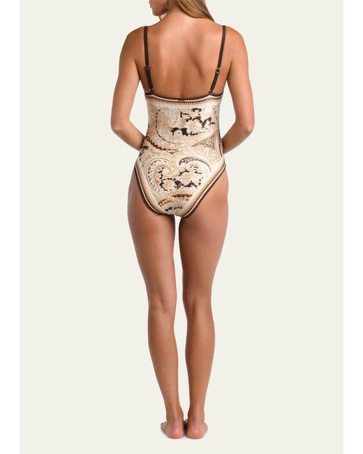 L'Agence White Remi Paisley One-piece Swimsuit