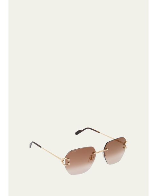Cartier Natural Signature Rimless Square Metal Sunglasses for men