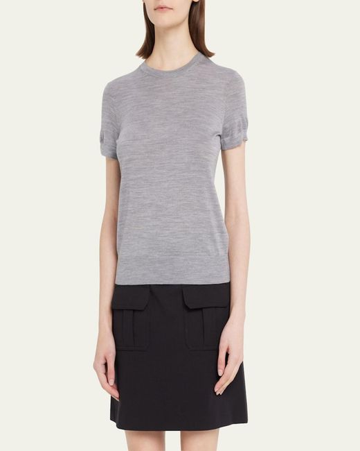Theory Gray Basic Regal Wool Short-Sleeve Tee