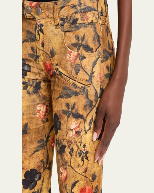 R13 Multicolor Boy Straight Coated Floral Jeans
