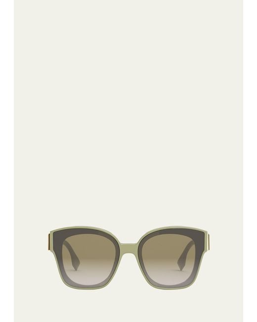 Fendi Natural Oversized F Logo Acetate Cat-eye Sunglasses
