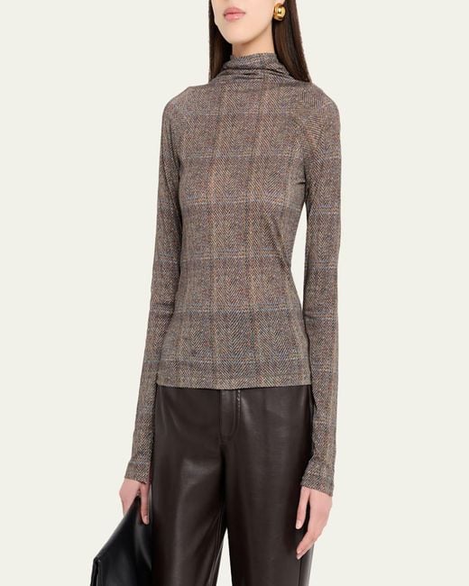 Rag & Bone Brown Shaw Plaid Turtleneck Top