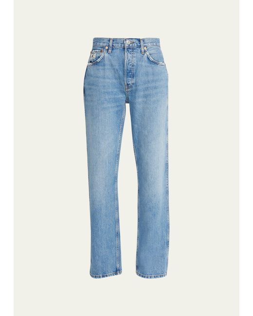Re/done Blue High-rise Loose Rigid Straight-leg Jeans