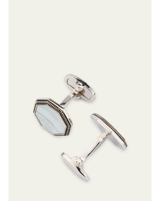 Jan Leslie Natural Octagon Mother-of-pearl Cufflinks for men