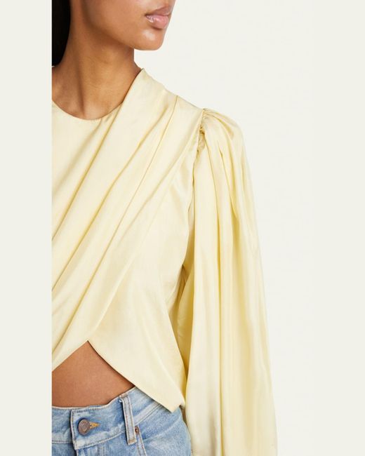 Chloé Natural Draped Cropped Top