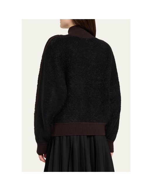 6397 Black Zip-Up Bouclé Track Jacket