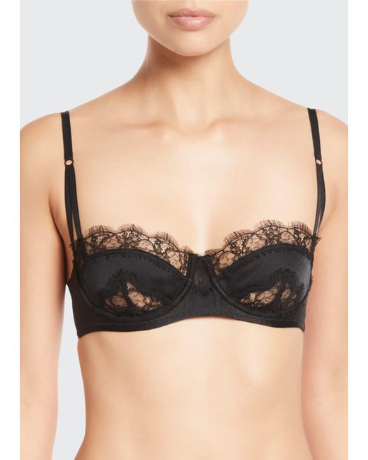 Kiki De Montparnasse Sensuel Lace Trim Underwire Balconette Bra In Black Lyst 8878