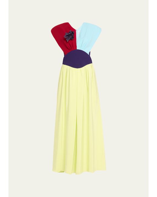 Rosie Assoulin Yellow In Full Bloom Colorblock Dress