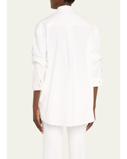 Michael Kors White Push-sleeve Button-front Shirt