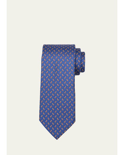 Zegna Blue Paisley-print Silk Tie for men