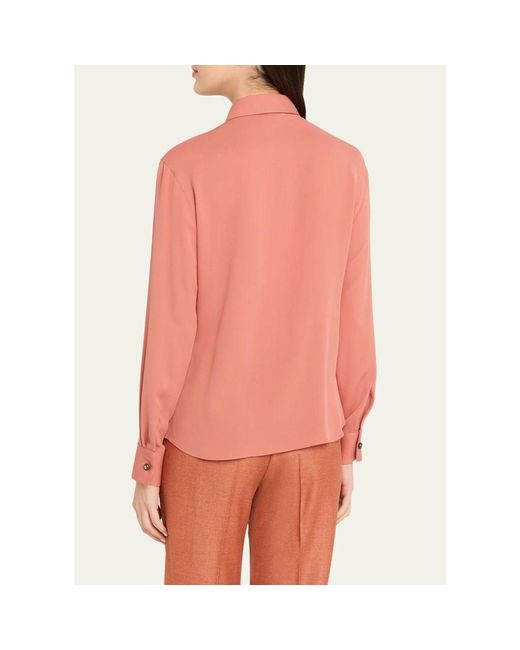 Giorgio Armani Pink Silk Slim Button-Down Blouse