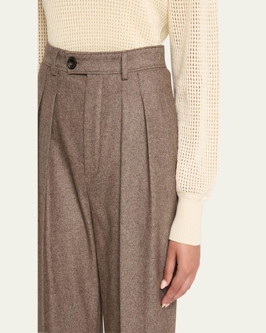 Loro Piana Natural Yurik Wish Cashmere Flannel Trousers