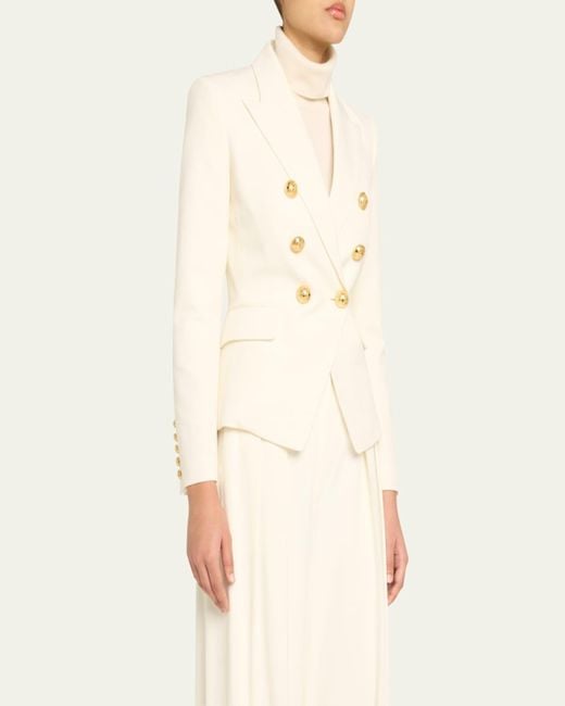 Balmain Natural Classic Double-Breasted Fitted Wool Jacket