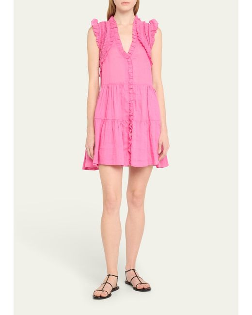 Sea Pink Cole Smocked Flutter-sleeve Mini Dress