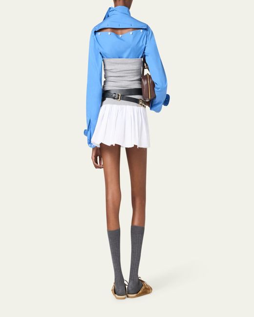 Miu Miu Gray Jersey Popeline Mini Skirt