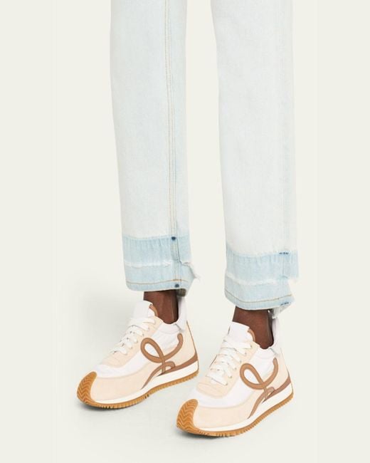 Loewe Natural Flow Runner Suede And Leather Sneakers