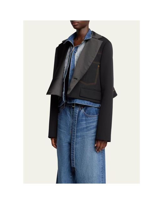 Sacai Blue Layered Wool Denim Jacket