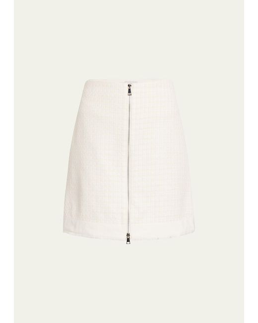 Moncler Natural Zip-front Tweed Short Skirt