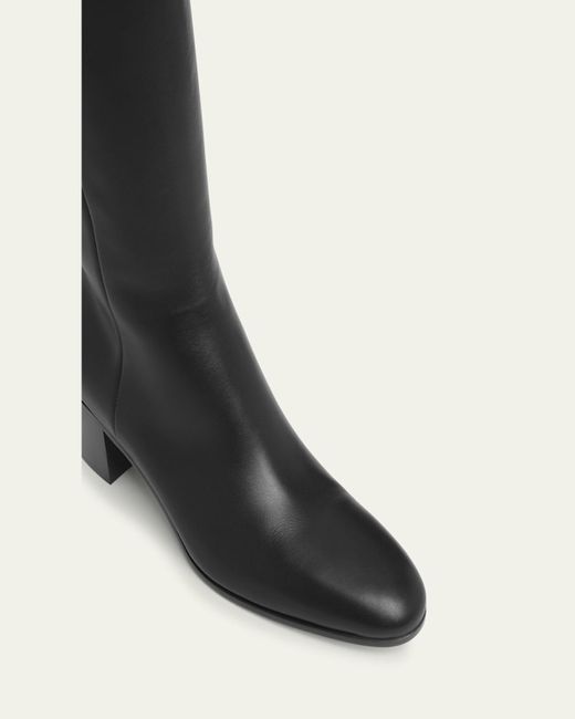 Gianvito Rossi Black Leather Block-Heel Knee Boots